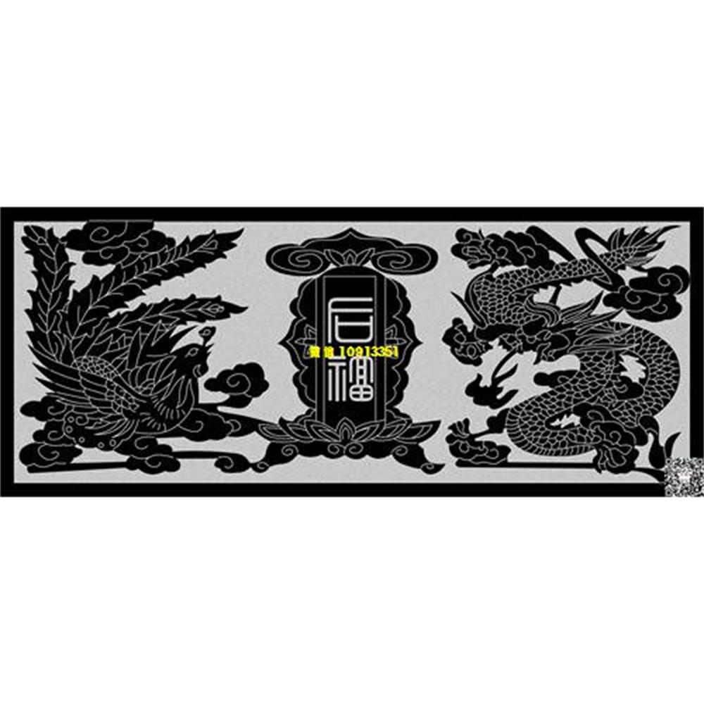 精雕图109龙凤碑头精雕图线雕图线条图单线铣底图_电脑雕刻plt文泰矢量图精雕图浮雕图